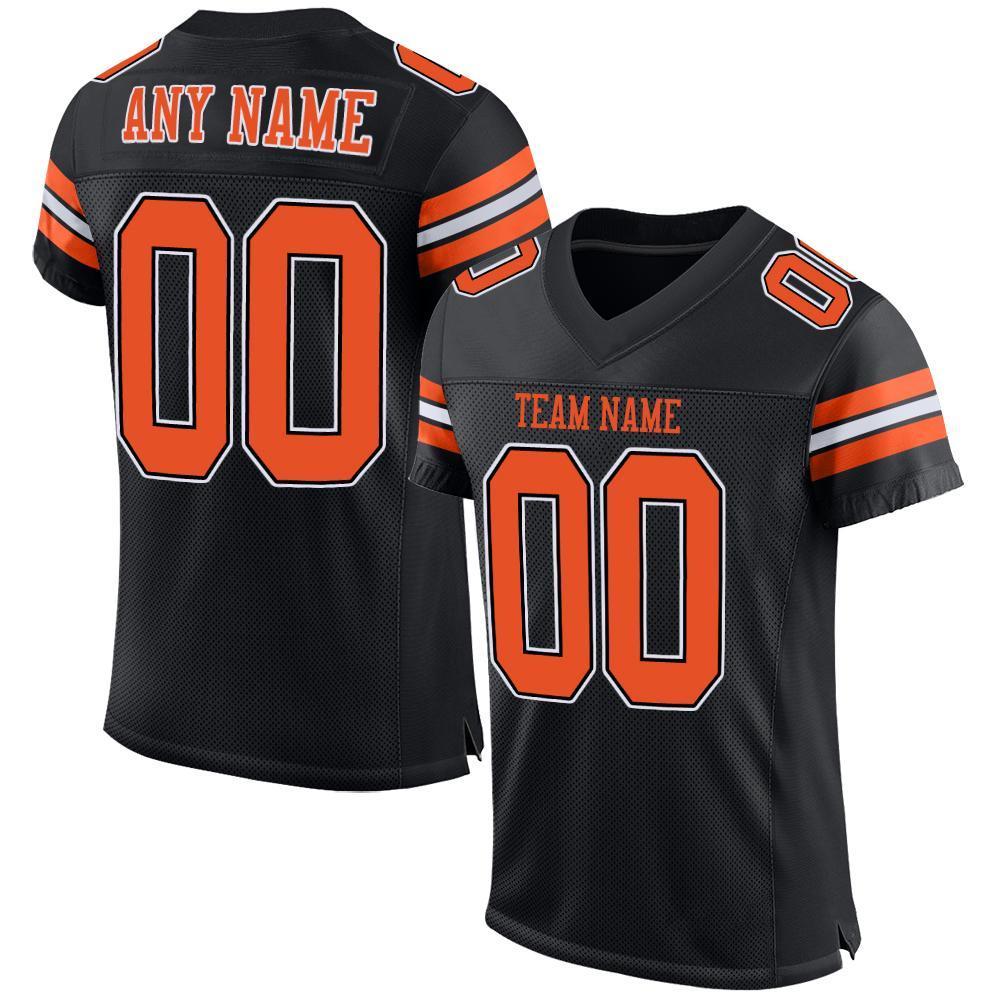 Custom Black Orange-White Mesh Authentic Football Jersey - Sky-Custom