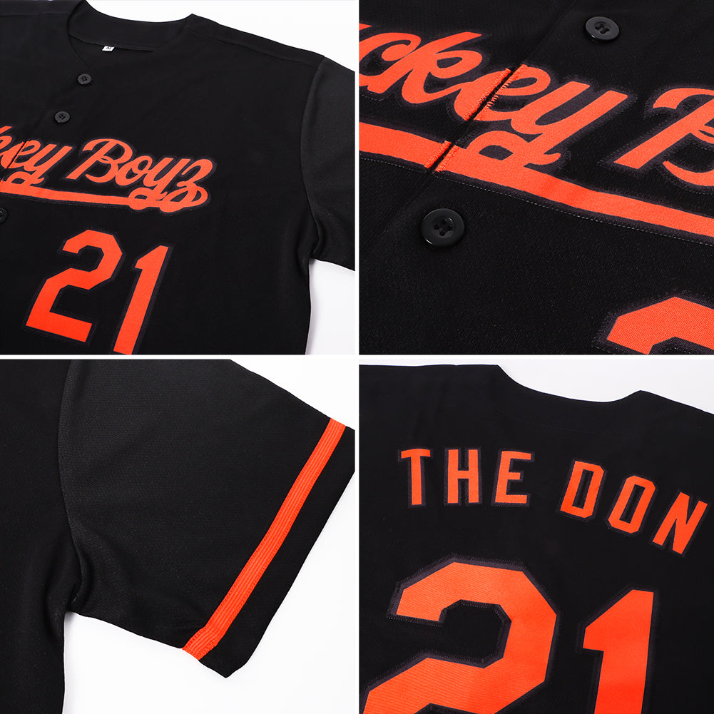 Custom Black Orange Authentic Baseball Jersey - Sky-Custom