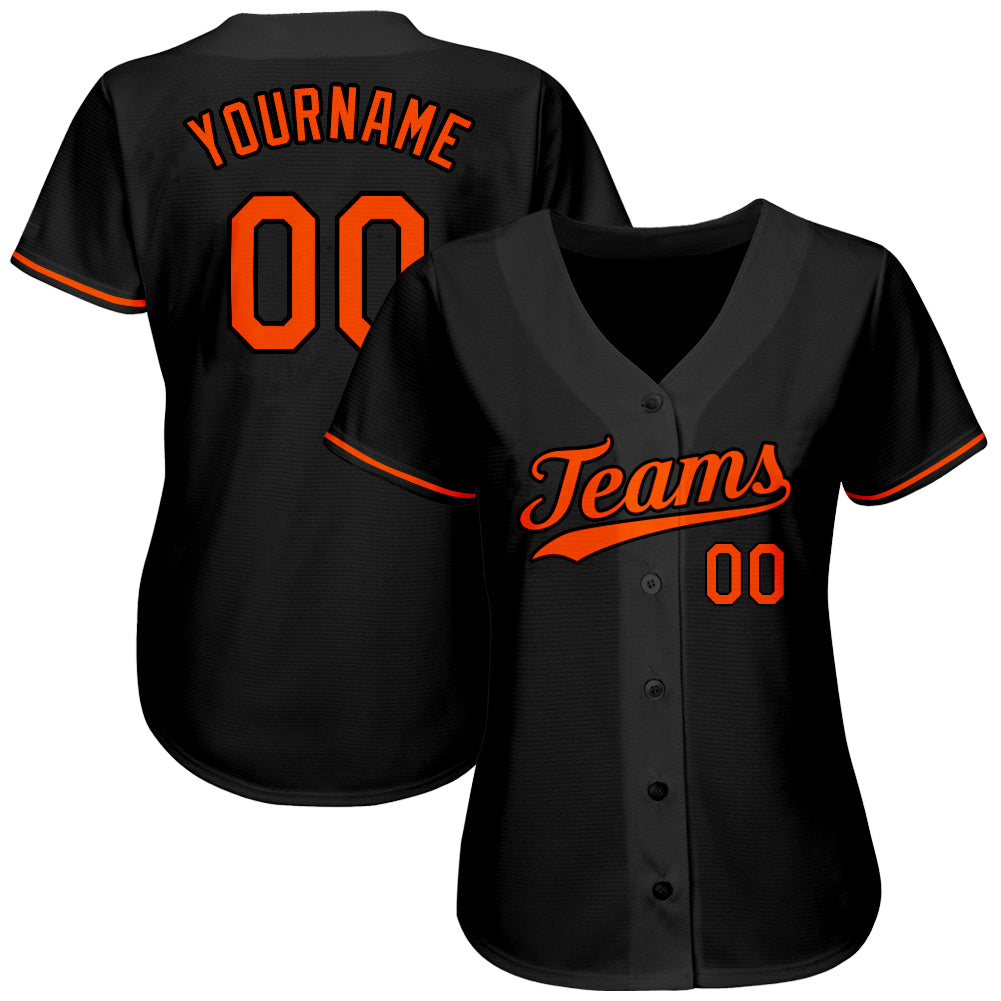 Custom Black Orange Authentic Baseball Jersey - Sky-Custom