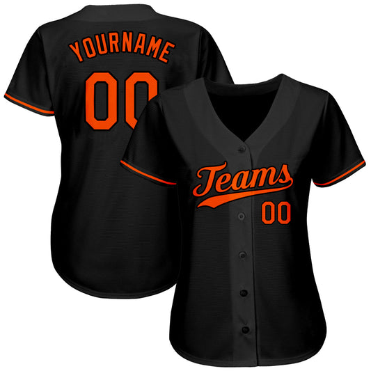 Custom Black Orange Authentic Baseball Jersey - Sky-Custom