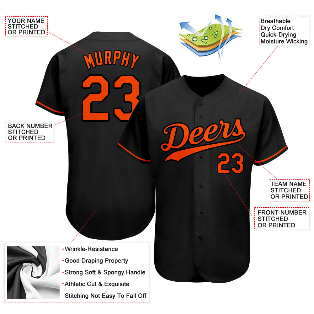 Custom Black Orange Authentic Baseball Jersey - Sky-Custom