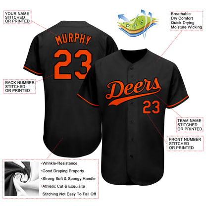 Custom Black Orange Authentic Baseball Jersey - Sky-Custom