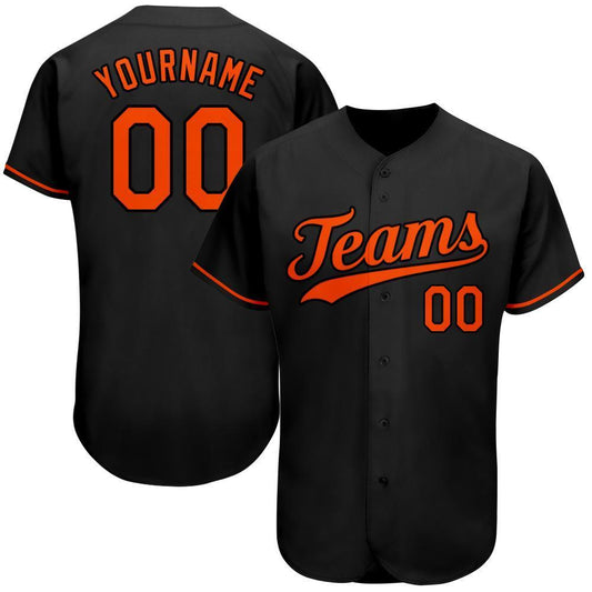 Custom Black Orange Authentic Baseball Jersey - Sky-Custom