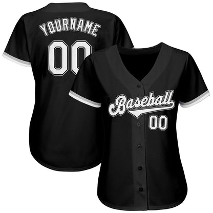 Custom Black White-Gray Authentic Baseball Jersey - Sky-Custom