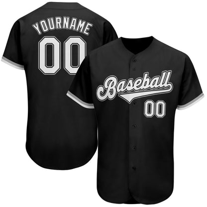 Custom Black White-Gray Authentic Baseball Jersey - Sky-Custom
