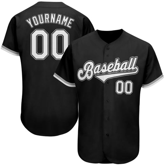 Custom Black White-Gray Authentic Baseball Jersey - Sky-Custom