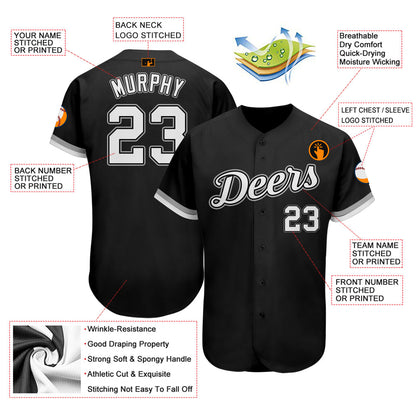 Custom Black White-Gray Authentic Baseball Jersey - Sky-Custom