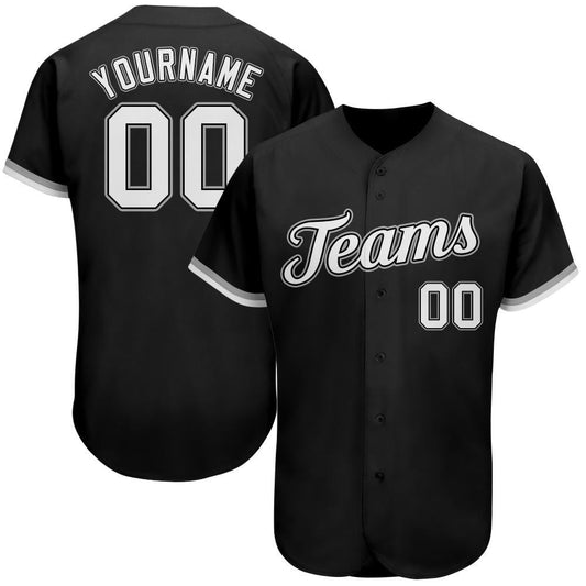 Custom Black White-Gray Authentic Baseball Jersey - Sky-Custom