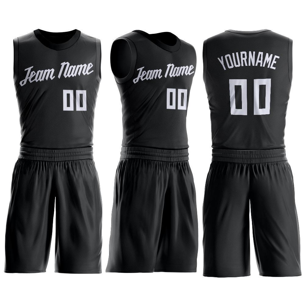 Custom Black White Round Neck Suit Basketball Jersey - Sky-Custom