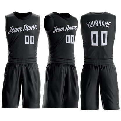 Custom Black White Round Neck Suit Basketball Jersey - Sky-Custom