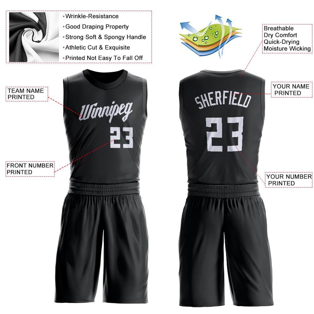 Custom Black White Round Neck Suit Basketball Jersey - Sky-Custom
