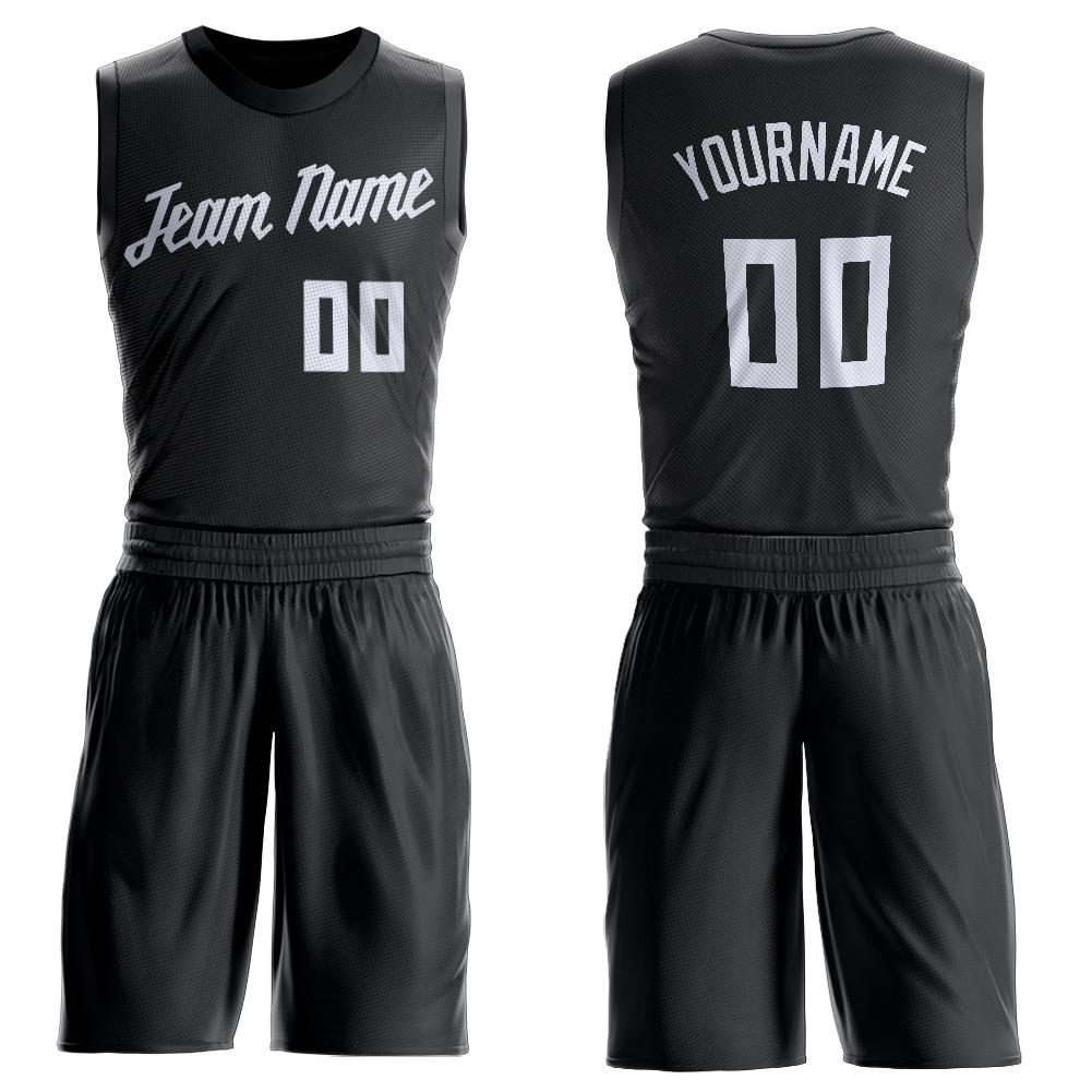 Custom Black White Round Neck Suit Basketball Jersey - Sky-Custom