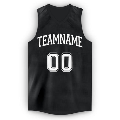 Custom Black White V-Neck Basketball Jersey - Sky-Custom