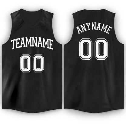 Custom Black White V-Neck Basketball Jersey - Sky-Custom