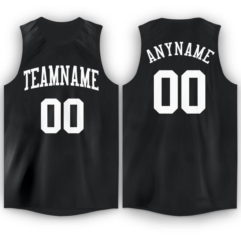 Custom Black White Round Neck Basketball Jersey - Sky-Custom