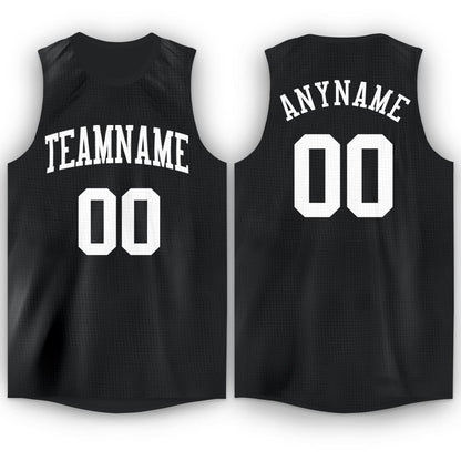 Custom Black White Round Neck Basketball Jersey - Sky-Custom