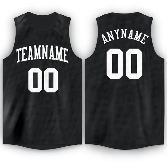 Custom Black White Round Neck Basketball Jersey - Sky-Custom