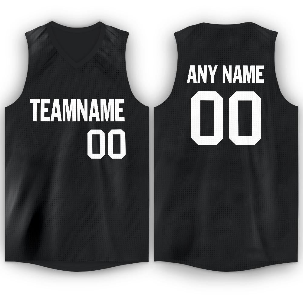 Custom Black White V-Neck Basketball Jersey - Sky-Custom