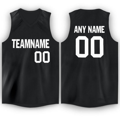 Custom Black White V-Neck Basketball Jersey - Sky-Custom