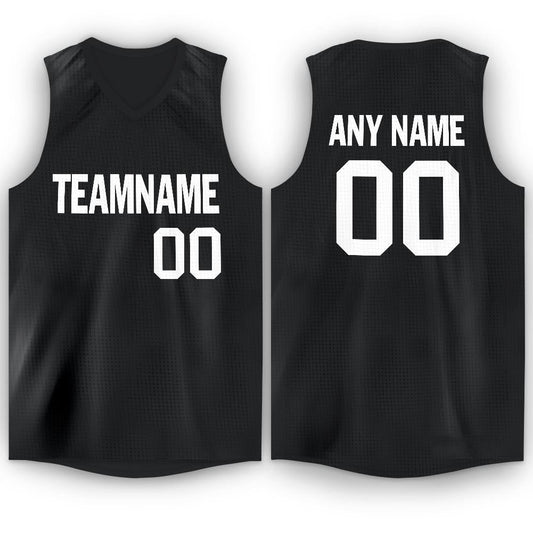 Custom Black White V-Neck Basketball Jersey - Sky-Custom