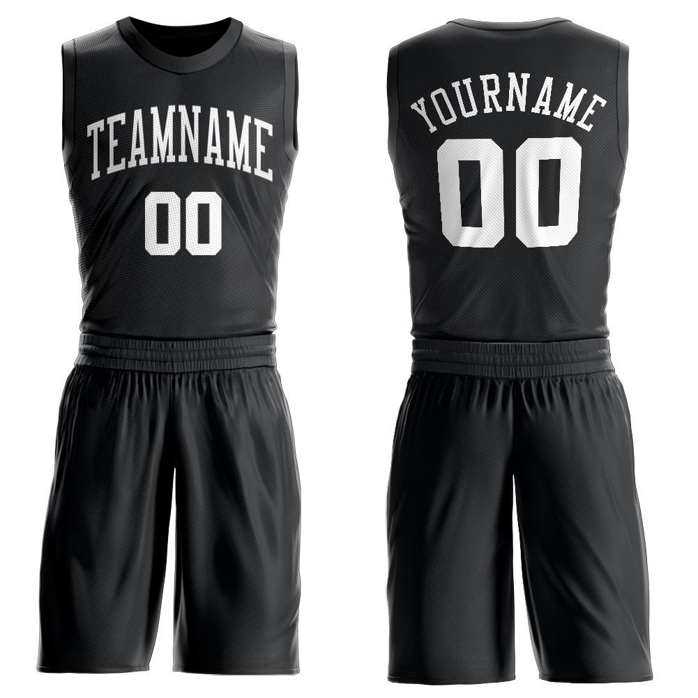 Custom Black White Round Neck Suit Basketball Jersey - Sky-Custom