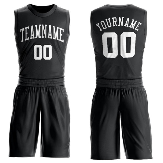Custom Black White Round Neck Suit Basketball Jersey - Sky-Custom