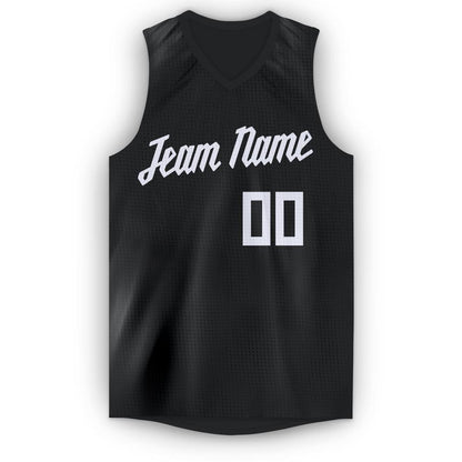 Custom Black White V-Neck Basketball Jersey - Sky-Custom