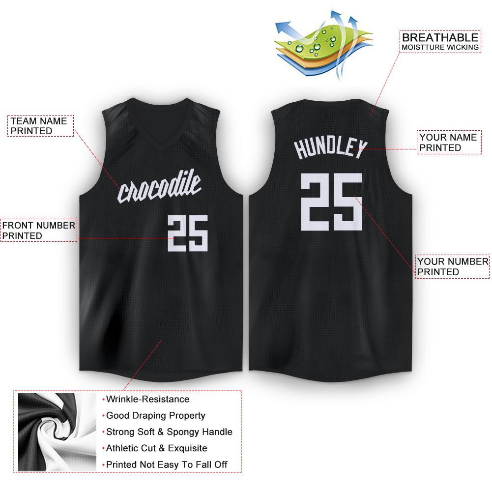 Custom Black White V-Neck Basketball Jersey - Sky-Custom