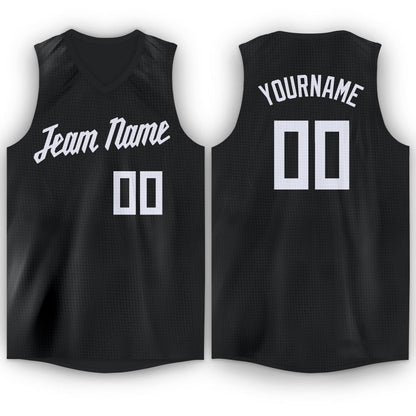 Custom Black White V-Neck Basketball Jersey - Sky-Custom