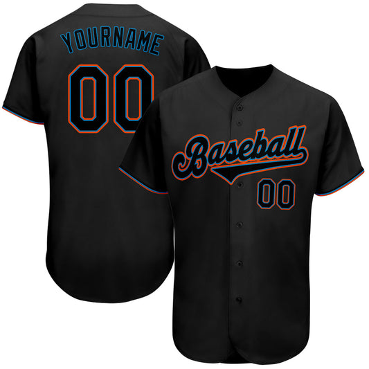 Custom Black Black-Light Blue Authentic Baseball Jersey - Sky-Custom