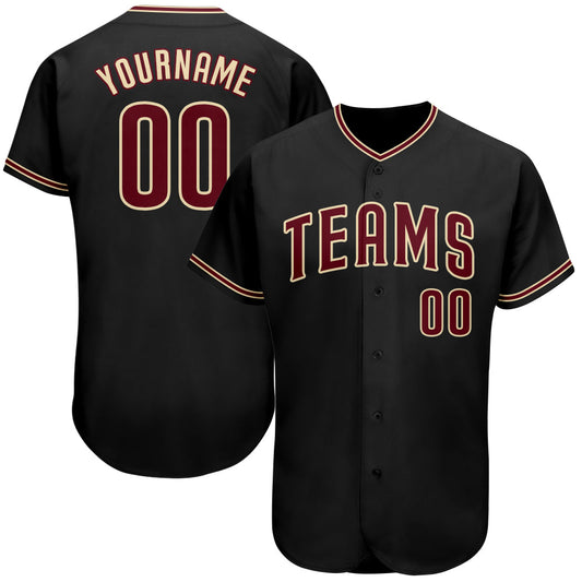 Custom Black Crimson-City Cream Authentic Baseball Jersey - Sky-Custom