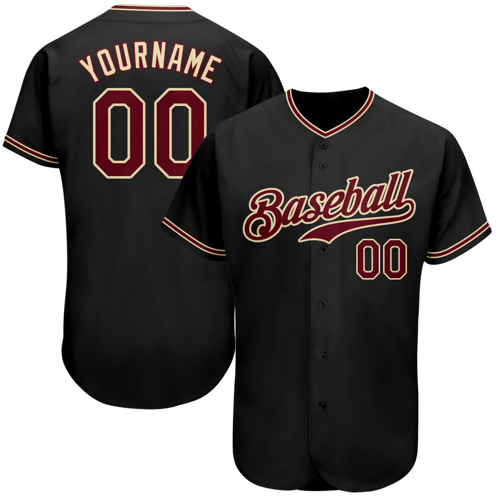 Custom Black Crimson-City Cream Authentic Baseball Jersey - Sky-Custom