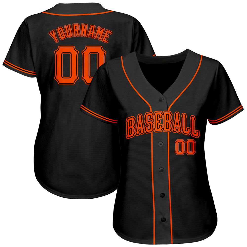 Custom Black Orange Authentic Baseball Jersey - Sky-Custom