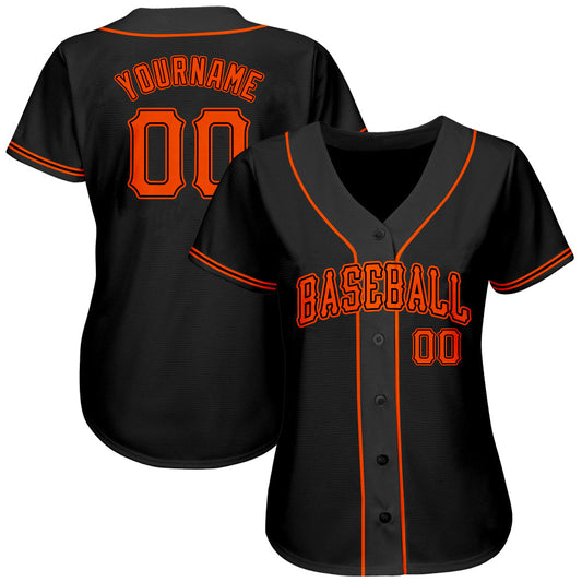 Custom Black Orange Authentic Baseball Jersey - Sky-Custom
