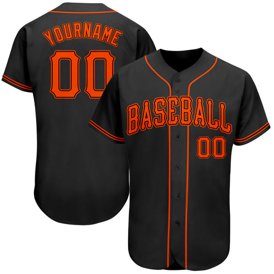 Custom Black Orange Authentic Baseball Jersey - Sky-Custom