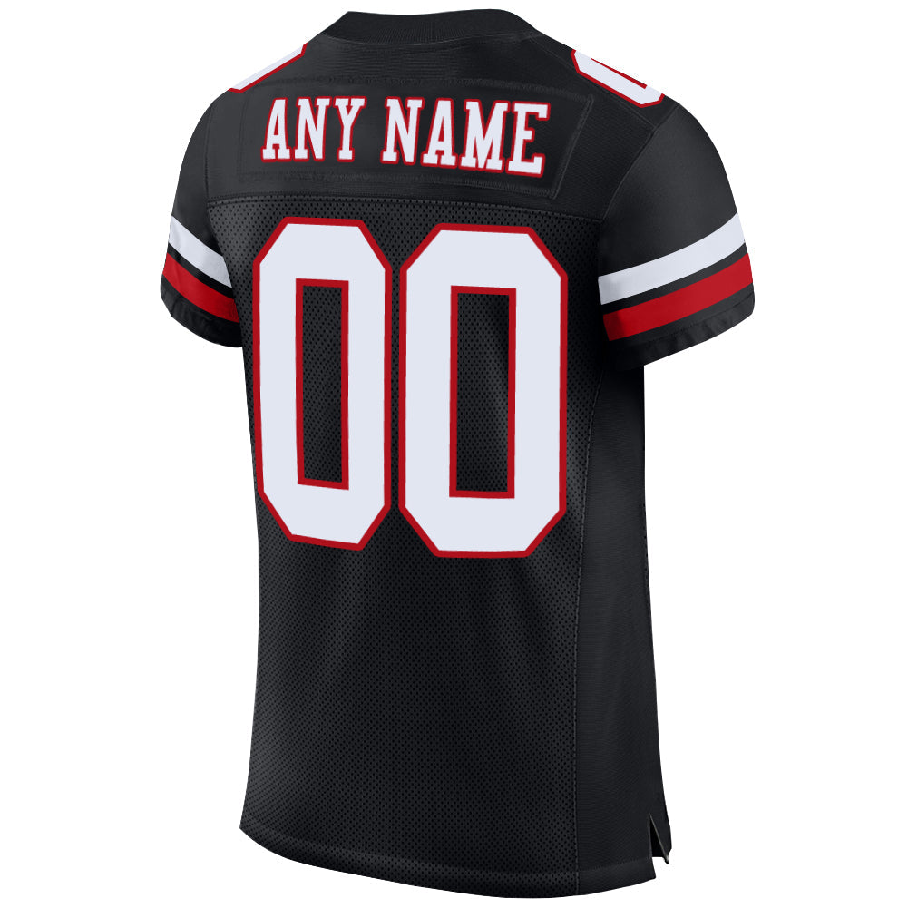 Custom Black White-Red Mesh Authentic Football Jersey - Sky-Custom