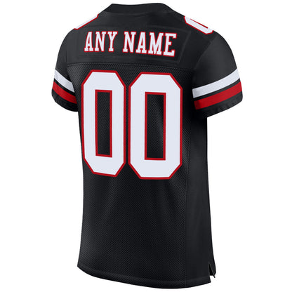 Custom Black White-Red Mesh Authentic Football Jersey - Sky-Custom