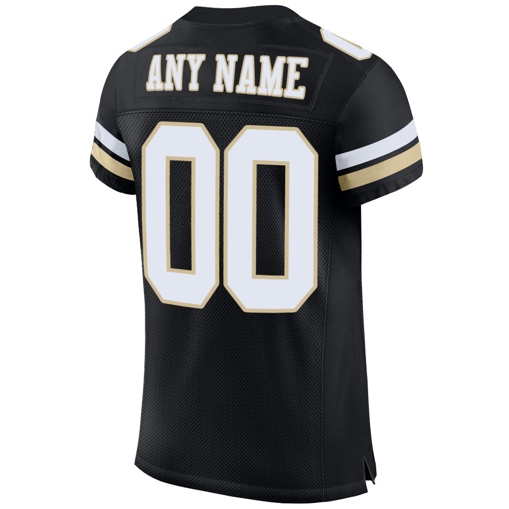 Custom Black White-Vegas Gold Mesh Authentic Football Jersey - Sky-Custom