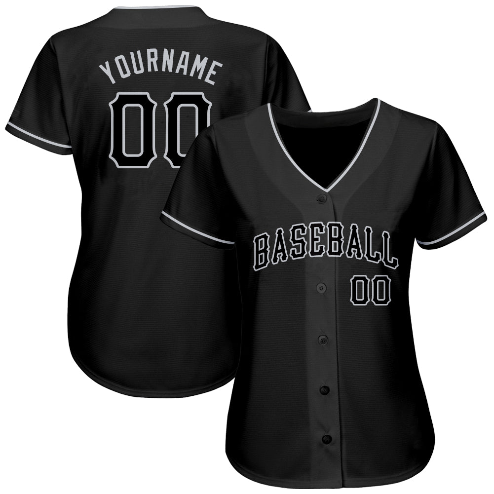 Custom Black Black-Gray Authentic Baseball Jersey - Sky-Custom
