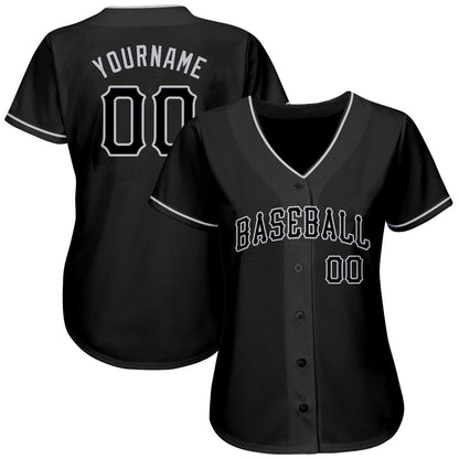 Custom Black Black-Gray Authentic Baseball Jersey - Sky-Custom