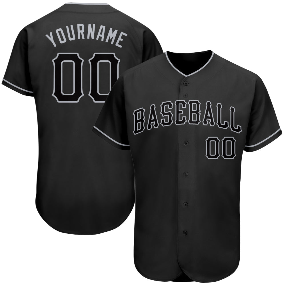 Custom Black Black-Gray Authentic Baseball Jersey - Sky-Custom