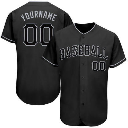 Custom Black Black-Gray Authentic Baseball Jersey - Sky-Custom