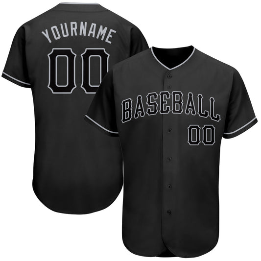 Custom Black Black-Gray Authentic Baseball Jersey - Sky-Custom