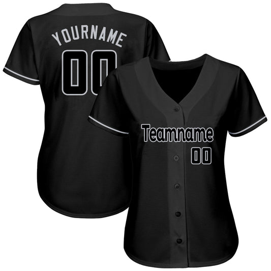 Custom Black Black-Gray Authentic Baseball Jersey - Sky-Custom