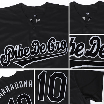 Custom Black Black-Gray Authentic Baseball Jersey - Sky-Custom
