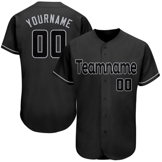 Custom Black Black-Gray Authentic Baseball Jersey - Sky-Custom