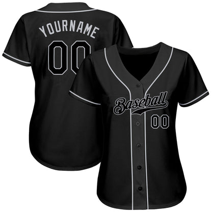Custom Black Black-Gray Authentic Baseball Jersey - Sky-Custom
