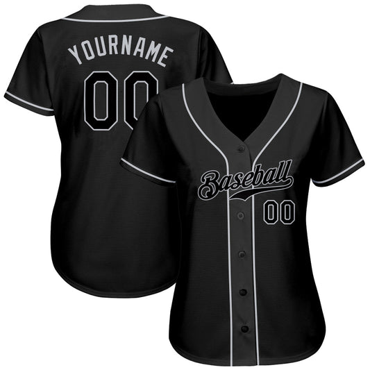 Custom Black Black-Gray Authentic Baseball Jersey - Sky-Custom