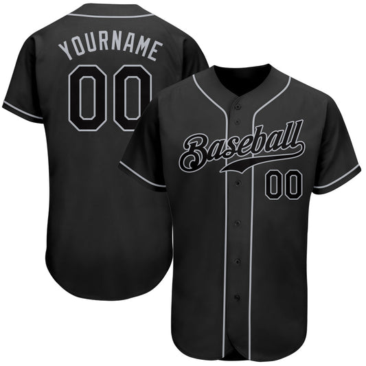 Custom Black Black-Gray Authentic Baseball Jersey - Sky-Custom