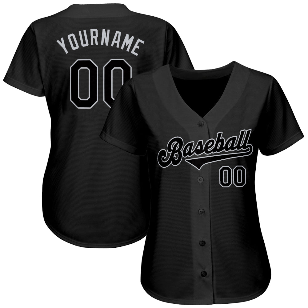 Custom Black Black-Gray Authentic Baseball Jersey - Sky-Custom